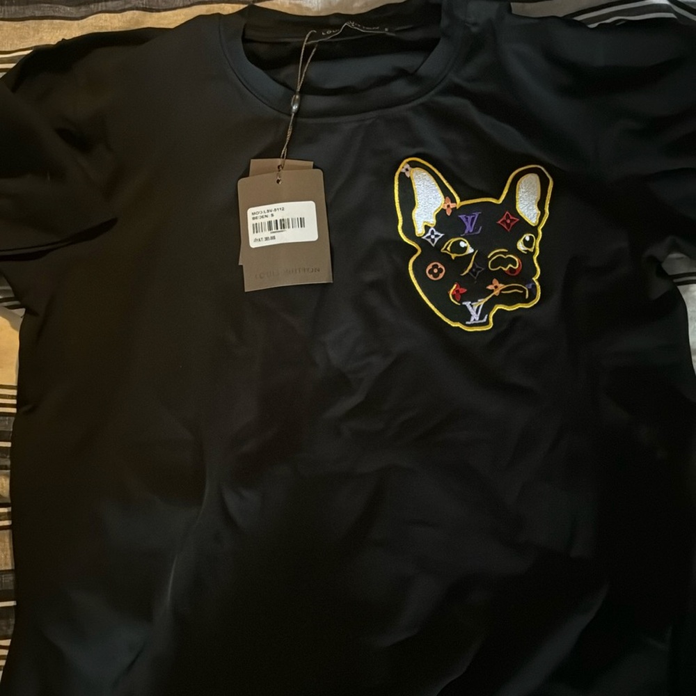 Black Louis Vuitton Bulldog T-Shirt Size S